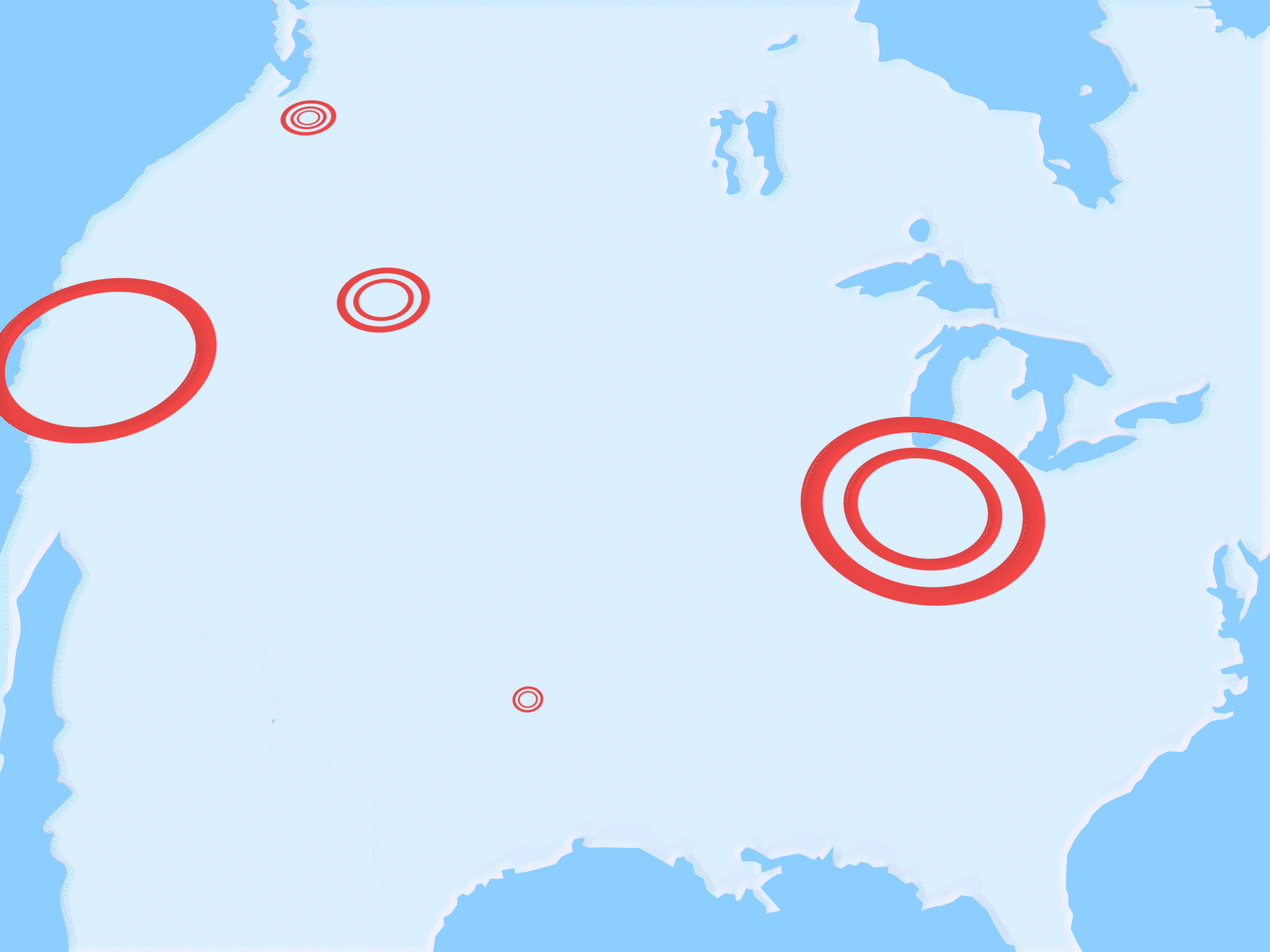 Map showing major markets as part of strategies for out-of-state tourists